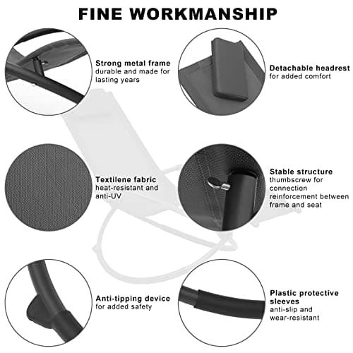 Detalle 1 de WOLTU Tumbona de Metal para Camping y Jardín