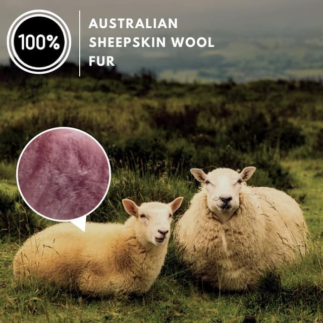 Detalle de Andalus Brands Luxury Fluffy Car Steering Wheel Covers – Genuine Merino Sheepskin, Pink (Universal 14.5–15")