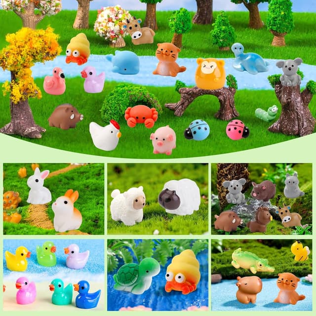 Thumbnail 1 de WIURGOHA 50 Pcs Mini Resin Animals set