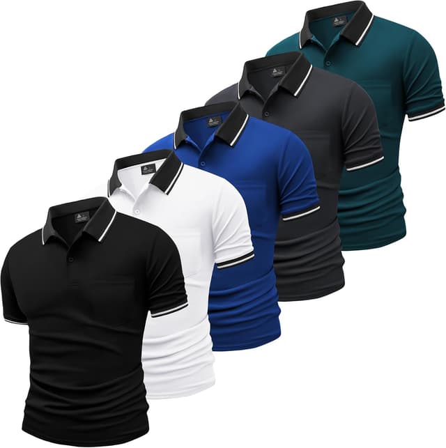 Thumbnail 6 de SwissWell lot de 5 polos homme pour le golf, manches courtes respirants en polyester