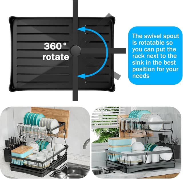 Detalle 2 de 7 code Large Dish Drying Rack — 2-Tier Dish Drainer 🍽