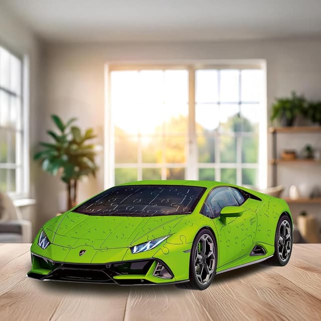 Detalle de Ravensburger Puzzle 3D Lamborghini Huracán EVO, modellismo da costruire in 108 pezzi (3D, Easy Click) per bambini e adulti