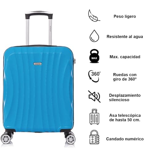 Detalle de RAYKONG maleta de cabina ABS 55x40x20 cm (20 pulgadas) turquesa, 40 L