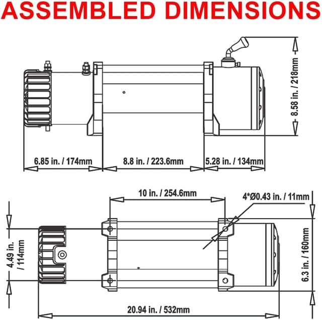 Detalle de RUGCEL WINCH 13500lb Waterproof Electric Truck Winch (12V, Synthetic Rope) with Wired & Wireless Remote