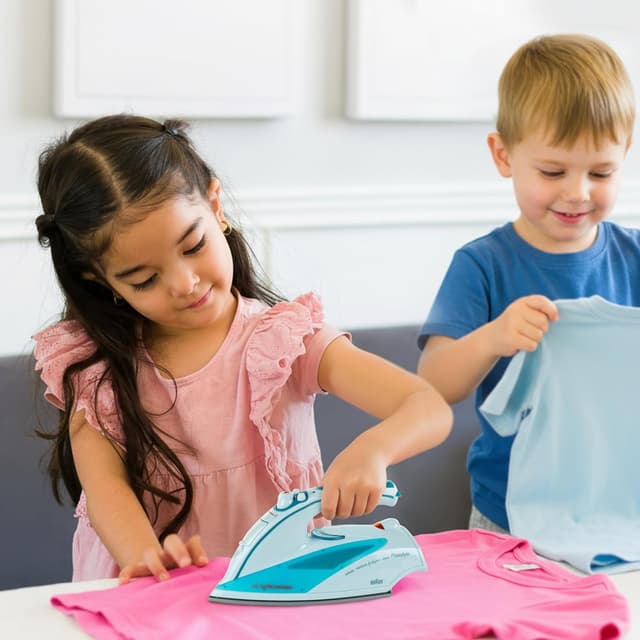 Detalle 2 de Theo Klein 6245 ferro da stiro Braun per bambini a batteria con LED