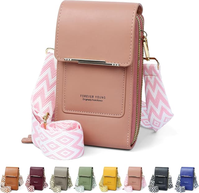 Detalle de DBPBToU borsa tracolla da donna in PU con porta cellulare al collo e finestra touch