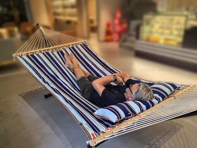 Detalle de GOCAN Doppelhängematte 220 x 140 cm für Innenhof