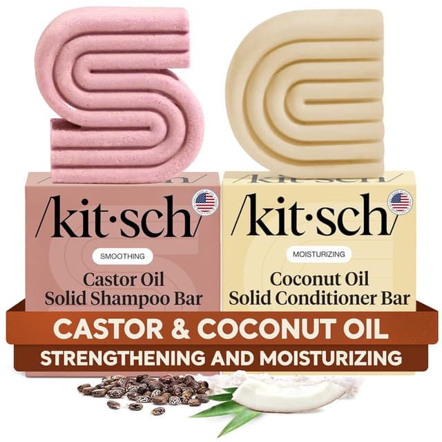 Detalle de Kitsch Castor Oil Shampoo Bar & Coconut Oil Conditioner Bar – 2pc set