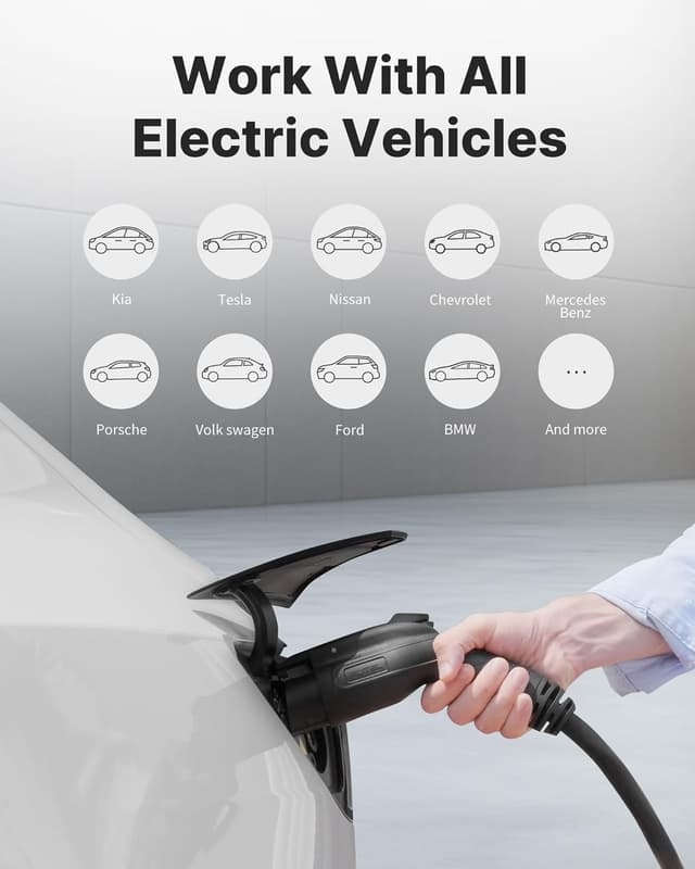 Detalle de Autel MaxiCharger Level 2 EV Charger (up to 50Amp, 240V) with J1772, Wi‑Fi/Bluetooth, Hardwired 25‑Foot Cable