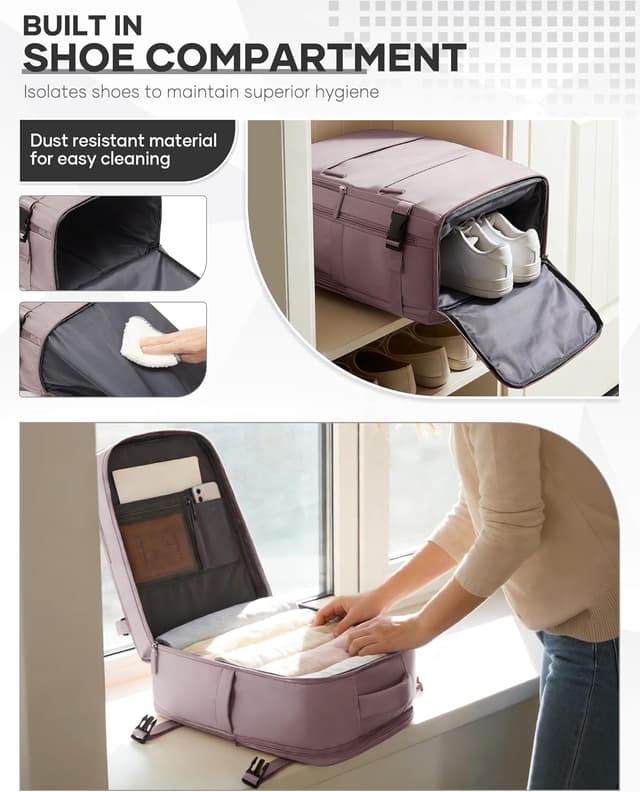 Detalle 2 de SZSYCN Handgepäck-Rucksack 40×30×20 mit Laptopfach (16 Zoll) & Schuhfach – Ryanair-/Wizz Air-Format