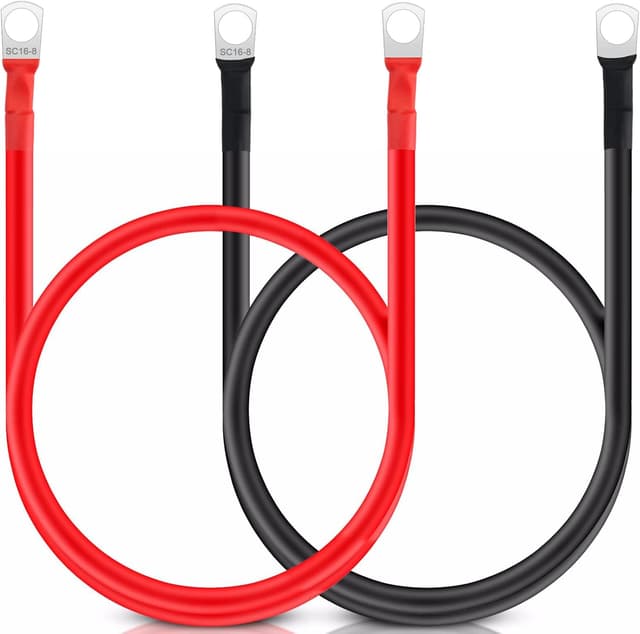 Detalle de JatilEr 2 x 12V Battery Cables (5AWG/16mm²), 50cm with M8 ring terminals