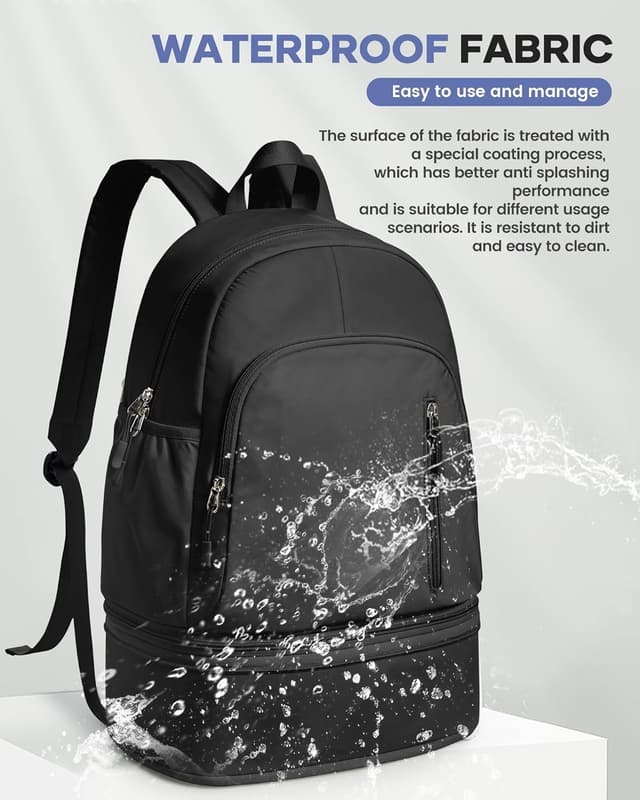 Thumbnail 6 de VENATIN Gym Rucksack für Damen mit Schuhfach, Nass-/Trockenfach und Laptopfach bis 15,6 Zoll (Schwarz)