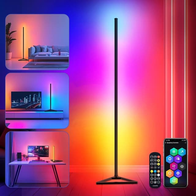 Imagen de LED Floor Lamp Smart RGBIC Corner 141cm en OfertitasTOP