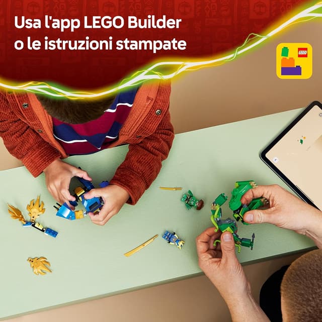 Detalle de LEGO NINJAGO 71853 Duello con il Drago-Mech di Jay – set con 2 action figure, 2 minifigure e armi