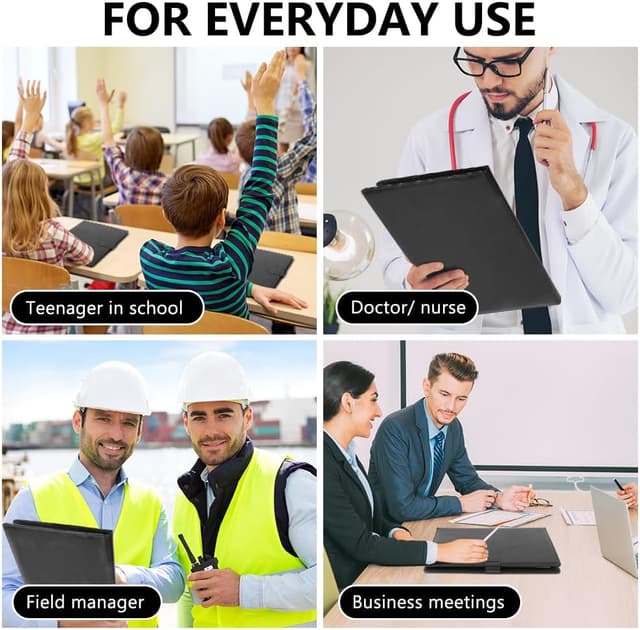 Thumbnail 6 de OFFCUP Porte documents A4 en cuir PU noir : conférencier avec fermoir magnétique et pochettes