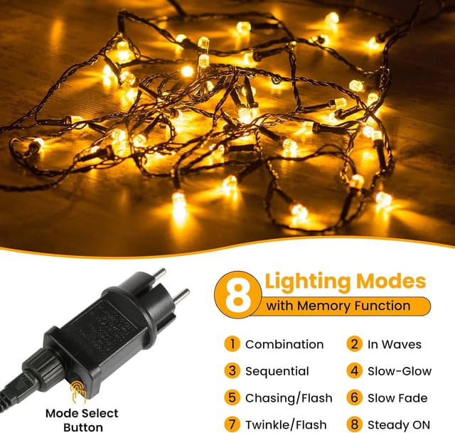 Detalle de CHOIGN Catena luminosa esterno 50 m con 500 LED, 8 modalità e IP44