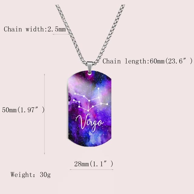 Detalle de Caimeytie Edelstahl-Halskette für Männer mit 12 Konstellationen: mehrfarbige Sternenhimmel-Anhänger (Geschenkverpackung)