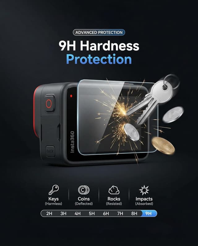 Detalle de iDaPro Displayschutz & Objektivschutz-Set für Insta360 Ace Pro 2 – 9H Hartglas + PET-Schutz (2-teilig)