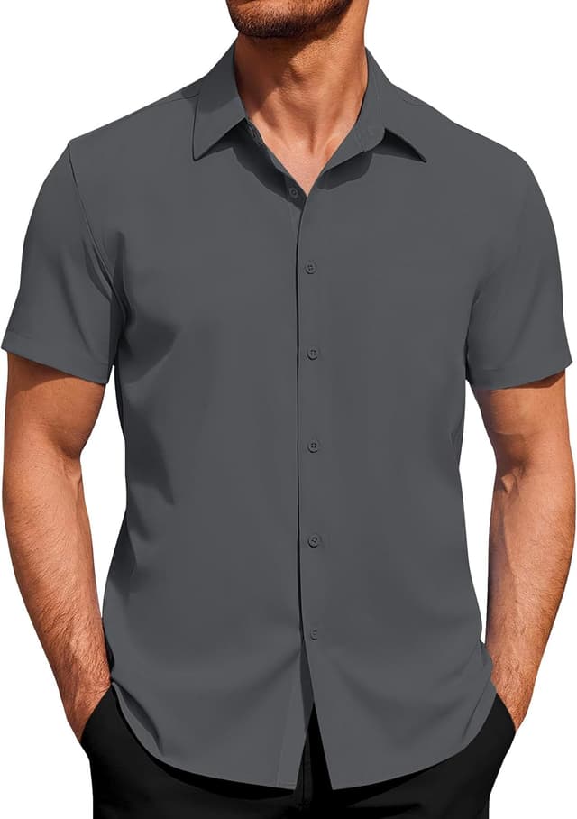 Thumbnail 6 de J.VER Hemd Herren Kurzarm Button Down Regular Fit – Tencel/Elasthan Stretch für Sommer & Business Casual