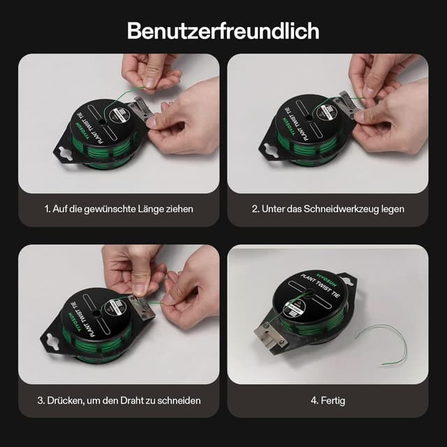 Detalle 2 de VIVOSUN Kabelbinder 100 m PE-beschichtete Pflanzenbinder mit Cutter – wiederverwendbar für Garten und Kabelmanagement