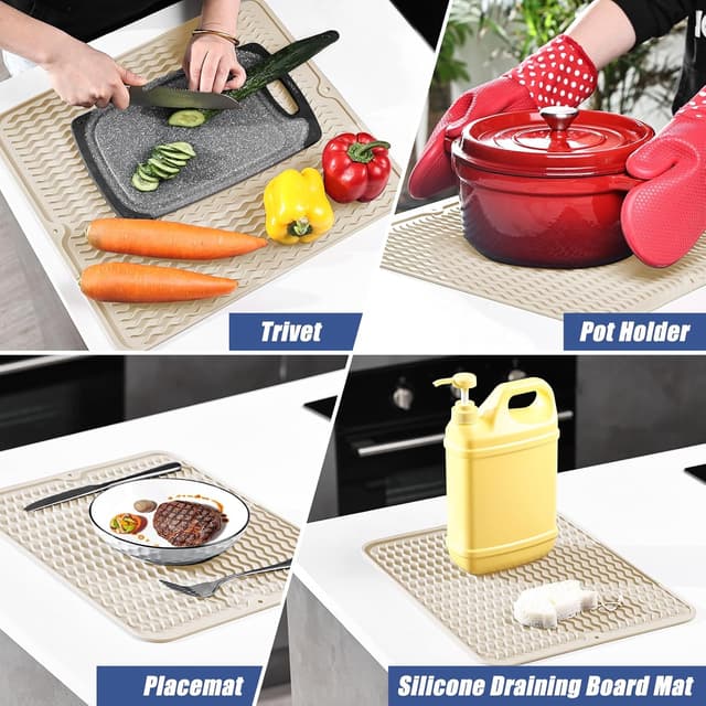 Thumbnail 6 de KitchenRaku tappetino scolapiatti in silicone 40x60 cm, antiscivolo e resistente al calore