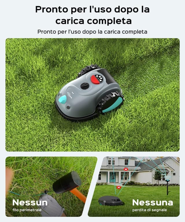 Detalle de (2026 Upgrade) YARDCARE V100 Robot Tagliaerba a batteria con navigazione visiva e 150 ostacoli