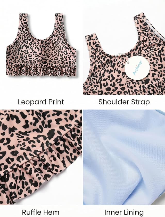 Detalle 2 de Ensemble bikini Arshiner pour filles (9 à 14 ans) à volants et imprimé floral