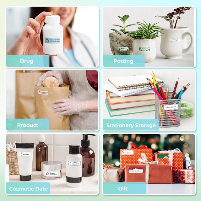 Detalle de NELKO Original Etikettierband für P21 – 14 x 40 mm, transparent, 180 Etiketten/Rolle (3 Rollen)