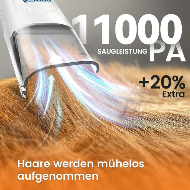 Detalle de oneisall Hundeschermaschine mit Staubsauger – 12.000 Pa Saugkraft, 7 Pflege-Tools