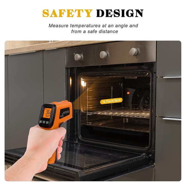 Detalle de GLOSKIN Termometro Laser a infrarossi per cucina con display LCD retroilluminato