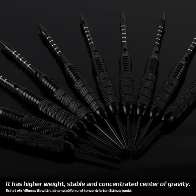 Detalle 2 de CyeeLife 12 Pack Steel Tip Darts (22 g) with Aluminium Shafts, PET Flights & Sharpener