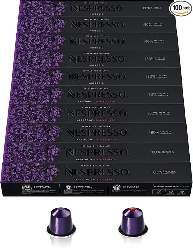 Detalle de Nespresso Original Arpeggio ☕️ 100 Cápsulas, Café Intenso y Descafeinado