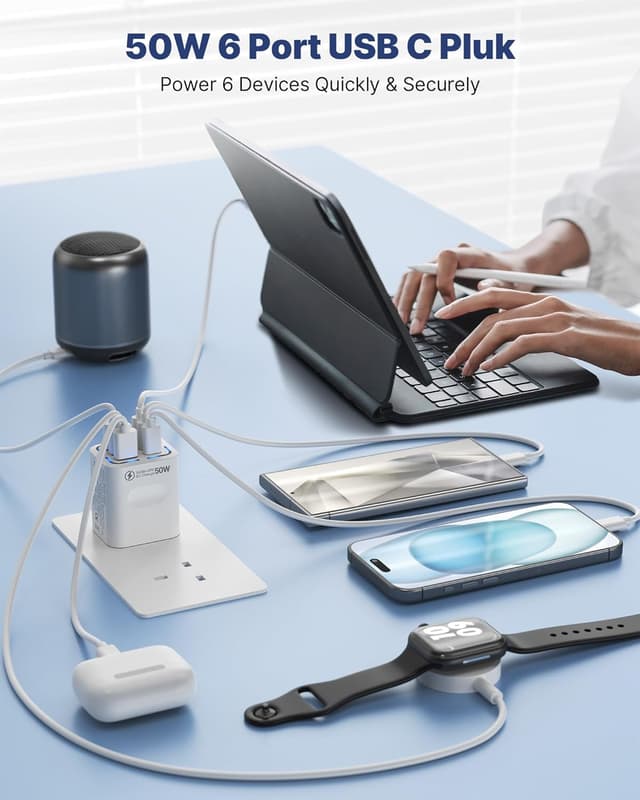 Detalle de Tupneuf USB C 50W 6-Port fast charger