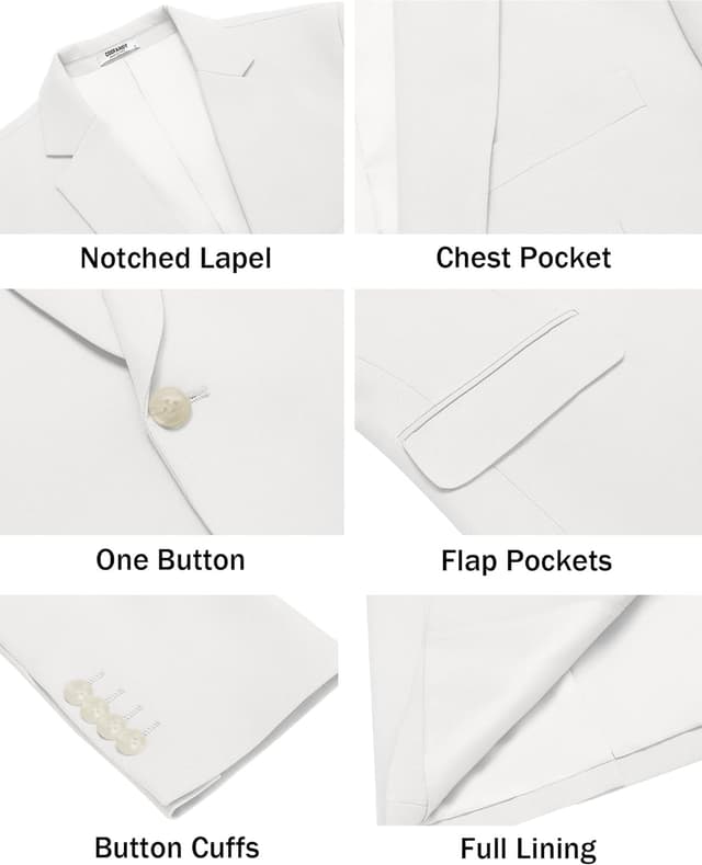 Detalle de COOFANDY Giacca blazer da uomo sportiva casual con 1 bottone, business casual