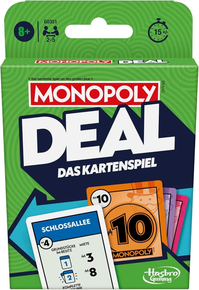 Detalle de Monopoly Deal Kartenspiel – die schnelle Version als Strategiespiel für Erwachsene & Kinder
