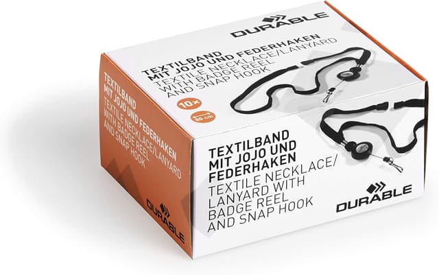 Detalle 2 de Durable tour de cou avec enrouleur et mousqueton rétractable (cordon rétractable, anti-traction) Noir