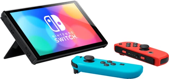 Detalle 2 de Nintendo Switch OLED Blau/Rot + Pokémon-Legenden: Z-A und BlueBuilt Schutzhülle