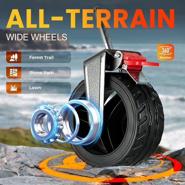 Detalle de Overmont 300L Folding Festival Trolley Cart for All-Terrain Use đźš¶