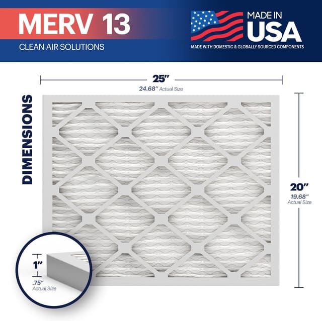 Detalle 2 de BNX MERV 13 Pleated Air Filter 20 x 25 x 1