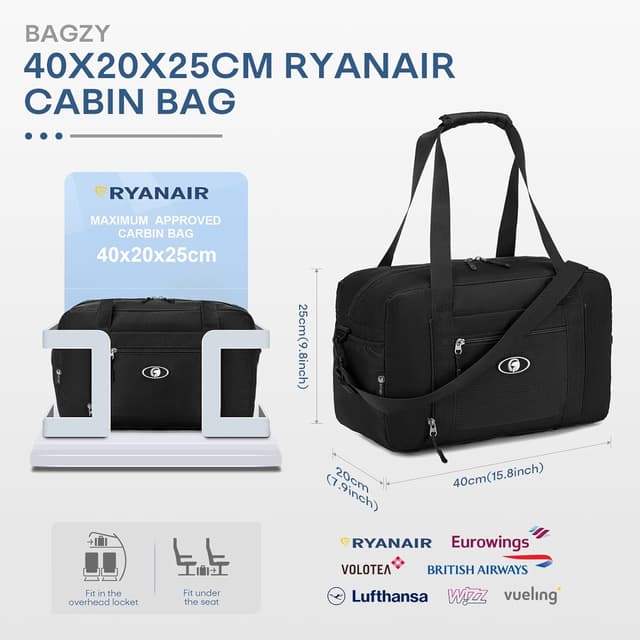 Detalle de BAGZY borsone pieghevole da cabina 40x20x25 Ryanair