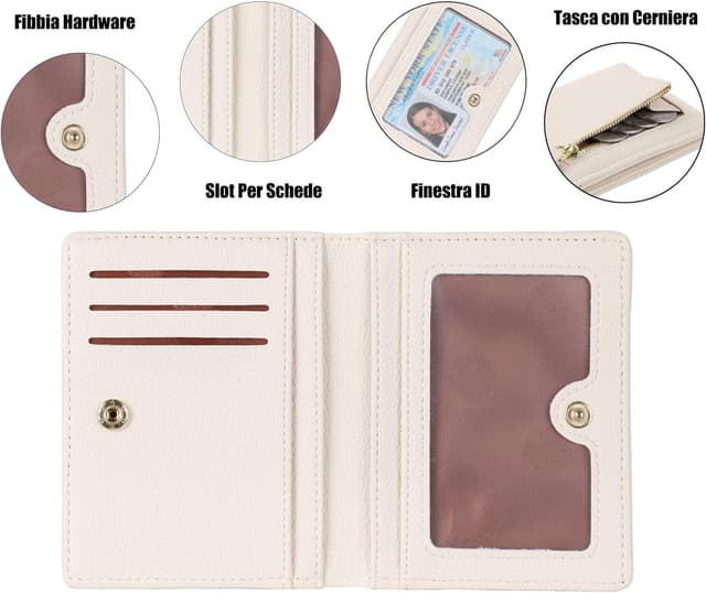 Detalle de RRANCharltu portefeuille femme en cuir PU compact avec porte-monnaie zippé, 11 x 9 x 2 cm (brun)