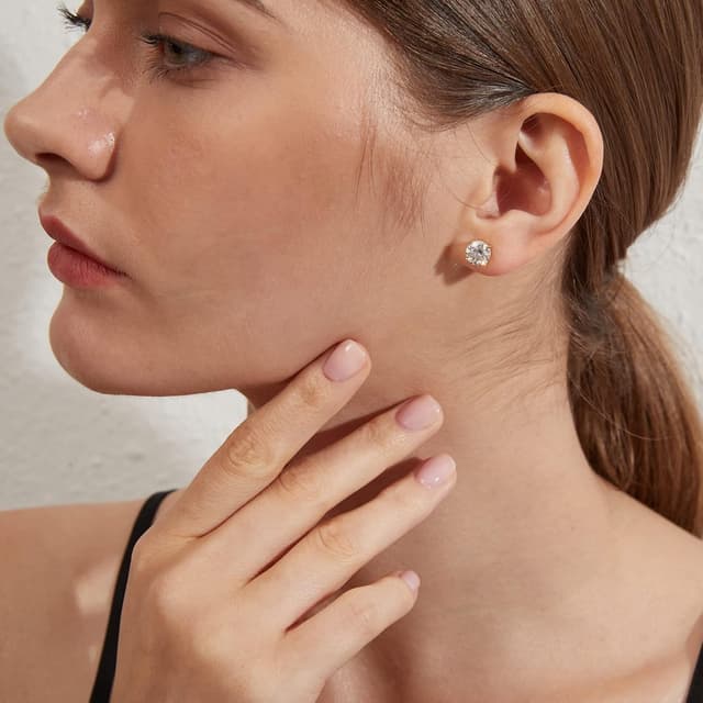 Detalle de Miaofu Moissanit-Ohrstecker aus 925 Sterling-Silber (S925) – Herren & Damen mit Rücksicherung