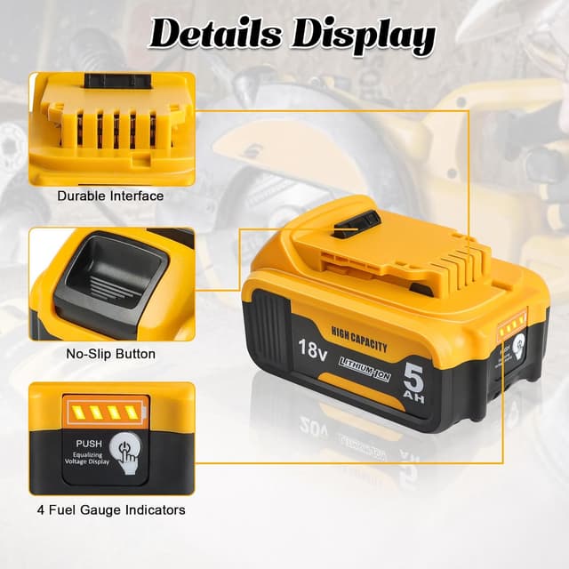Thumbnail 5 de Waitley 18V 5.0Ah Replacement Battery for DeWalt drills