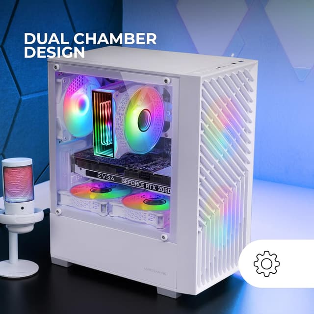 Detalle de Mars Gaming MC-VORTEX (MicroATX) case gaming compatto con frontale mesh, vetro temperato e 3 ventole FRGB 120mm