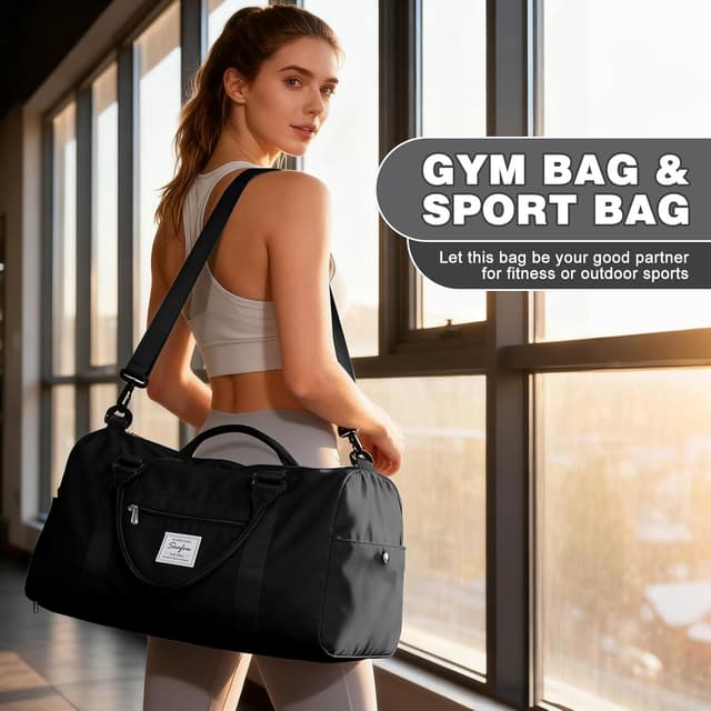 Detalle 2 de WEPLAN Sport-Duffelbag mit Schuhfach & Nassfach – Reisetasche/Handgepäck für Training und Wochenendtrip