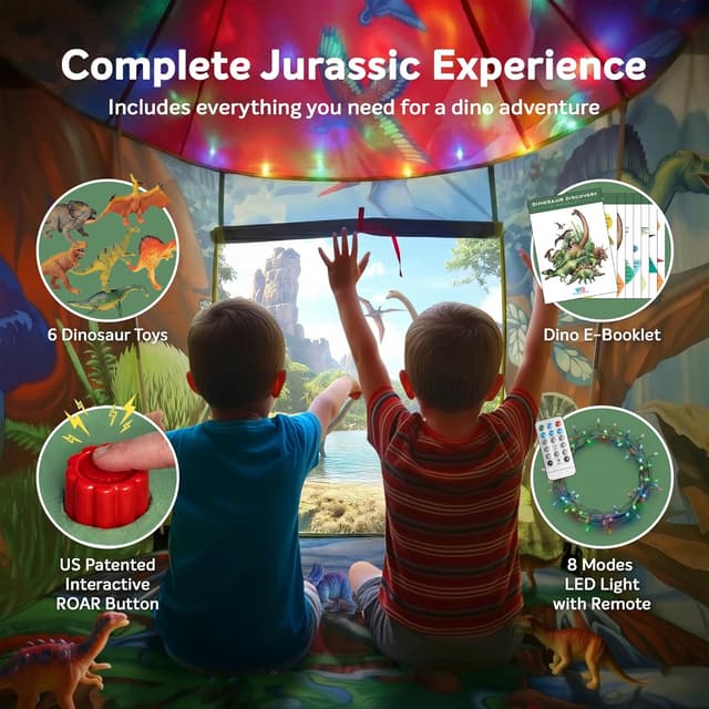 Detalle de Kids dinosaur tent with 6 roar sounds