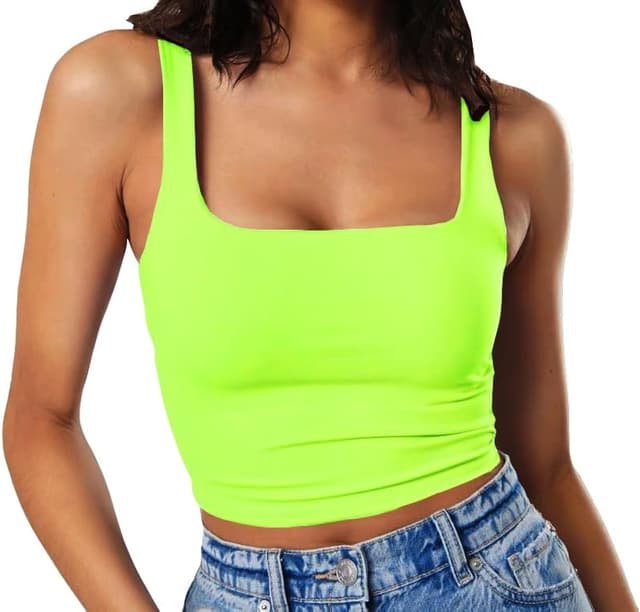 Thumbnail 6 de Artfish Women’s Double-Layer Strappy Square-Neck Crop Tank Top
