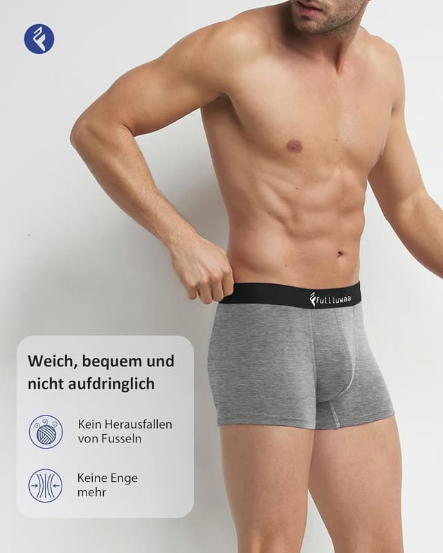 Detalle de Fullluwaa Herren-Boxershorts im 12er-Pack – Retroshorts/Trunks aus Baumwolle, weich & ohne störende Etiketten