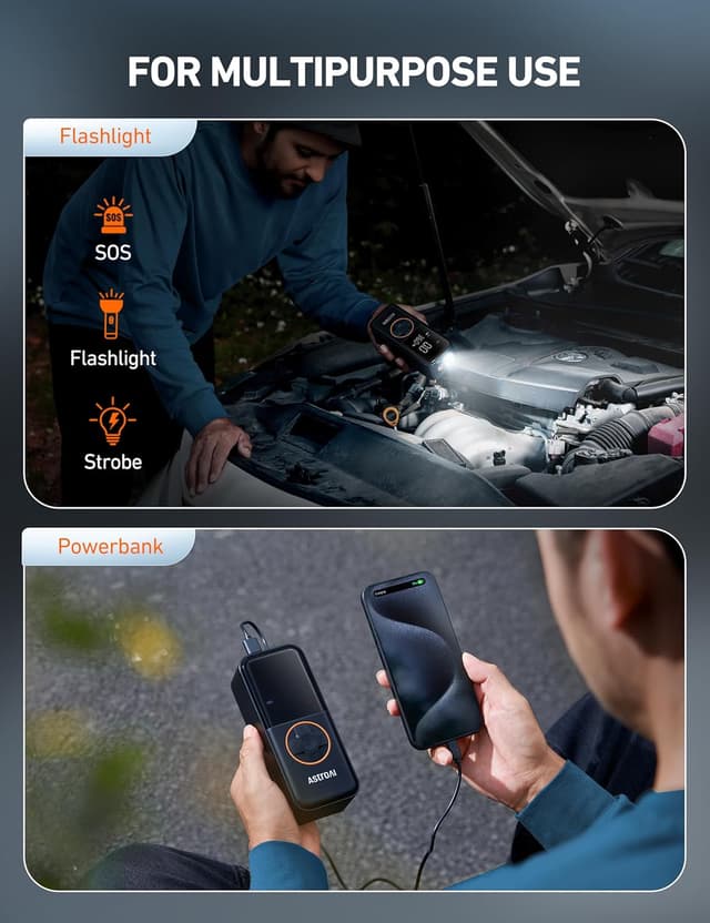 Thumbnail 6 de AstroAI Elektrische Luftpumpe Fahrrad 10,3 BAR