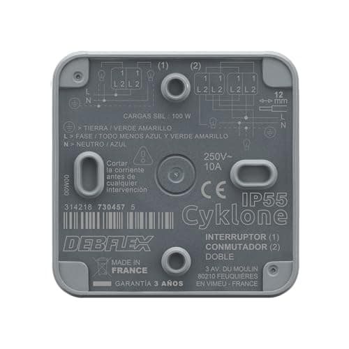 Thumbnail 2 de DEBFLEX Cyklone Interruptor conmutador doble IP55 75×75×65 mm 🔌